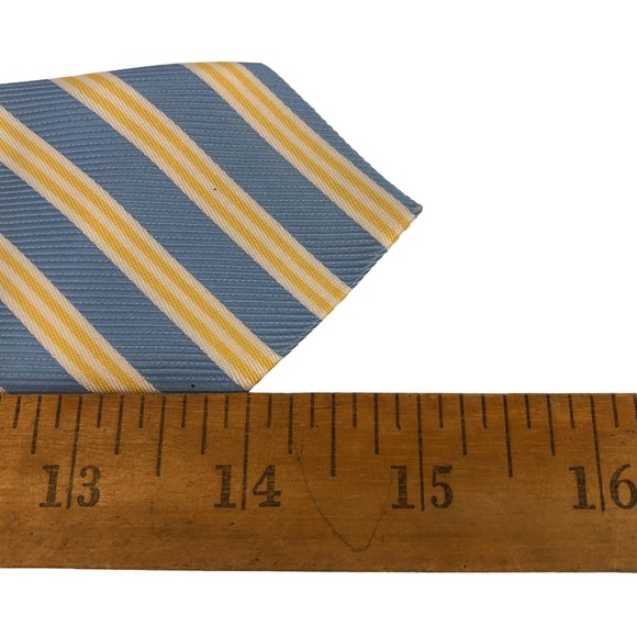 Youth Blue and Yellow Stripe Clip On Tie - Picture 6 of 6